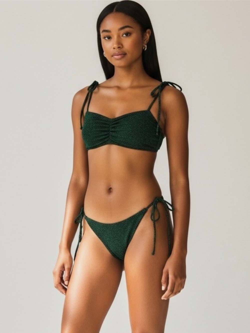 DEVON WINDSOR Riley Swim Suit Midnight Green Tie-Size M